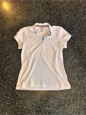 adidas Women's Climacool Polo Tee White with Light Blue Trim